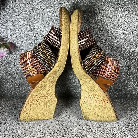 Kim Rogers Jill Open Toed Stretch Sandals Wedges Shoes Size 7.5 - Picture 3 of 7